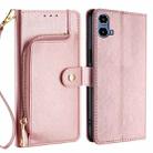 For Motorola Moto G34 5G Zipper Bag Leather Phone Case(Rose Gold) - 1