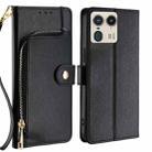 For Motorola Edge 50 Ultra Zipper Bag Leather Phone Case(Black) - 1