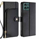 For Motorola Edge 50 5G Zipper Bag Leather Phone Case(Black) - 1