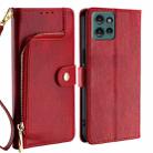 For Motorola Edge 50 5G Zipper Bag Leather Phone Case(Red) - 1