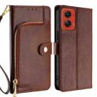 For Motorola Moto G Stylus 5G 2024 Zipper Bag Leather Phone Case(Brown) - 1