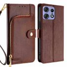 For Motorola Edge 50 Pro 5G Zipper Bag Leather Phone Case(Brown) - 1