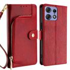 For Motorola Edge 50 Pro 5G Zipper Bag Leather Phone Case(Red) - 1