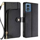 For Motorola Moto G 5G 2024 Zipper Bag Leather Phone Case(Black) - 1