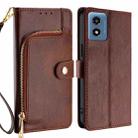 For Motorola Moto G 5G 2024 Zipper Bag Leather Phone Case(Brown) - 1