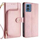 For Motorola Moto G 5G 2024 Zipper Bag Leather Phone Case(Rose Gold) - 1