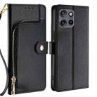 For Motorola Edge 50 Neo 5G Zipper Bag Leather Phone Case(Black) - 1