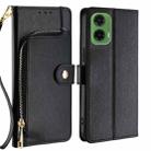 For Motorola Moto G35 5G Zipper Bag Leather Phone Case(Black) - 1