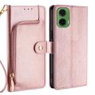For Motorola Moto G35 5G Zipper Bag Leather Phone Case(Rose Gold) - 1