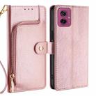 For Motorola Moto G55 5G Zipper Bag Leather Phone Case(Rose Gold) - 1