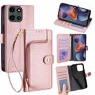 For Motorola Moto G 5G 2025 Zipper Bag Leather Phone Case(Rose Gold) - 1