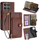 For Motorola Edge 60 Pro 5G Zipper Bag Leather Phone Case(Brown) - 1