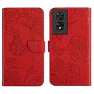 For TCL 50 SE/40 NxtPaper 4G HT03 Skin Feel Butterfly Embossed Flip Leather Phone Case(Red) - 1