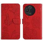 For TCL 60 5G HT03 Skin Feel Butterfly Embossed Flip Leather Phone Case(Red) - 1
