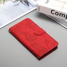 For TCL 60 5G HT03 Skin Feel Butterfly Embossed Flip Leather Phone Case(Red) - 2