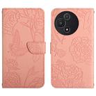 For TCL 60 5G HT03 Skin Feel Butterfly Embossed Flip Leather Phone Case(Pink) - 1