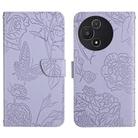 For TCL 60 5G HT03 Skin Feel Butterfly Embossed Flip Leather Phone Case(Purple) - 1