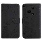 For TCL 60 SE / 605 HT03 Skin Feel Butterfly Embossed Flip Leather Phone Case(Black) - 1