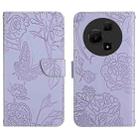 For TCL 60 SE / 605 HT03 Skin Feel Butterfly Embossed Flip Leather Phone Case(Purple) - 1