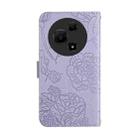 For TCL 60 SE / 605 HT03 Skin Feel Butterfly Embossed Flip Leather Phone Case(Purple) - 3