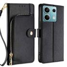 For Xiaomi Redmi Note 13 4G Zipper Bag Leather Phone Case(Black) - 1