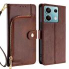 For Xiaomi Redmi Note 13 4G Zipper Bag Leather Phone Case(Brown) - 1