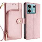 For Xiaomi Redmi Note 13 4G Zipper Bag Leather Phone Case(Rose Gold) - 1