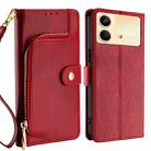 For Xiaomi Redmi Note 13R Pro 5G Zipper Bag Leather Phone Case(Red) - 1
