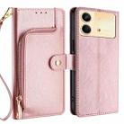 For Xiaomi Redmi Note 13R Pro 5G Zipper Bag Leather Phone Case(Rose Gold) - 1