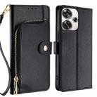 For Xiaomi Redmi Turbo 3 5G Zipper Bag Leather Phone Case(Black) - 1