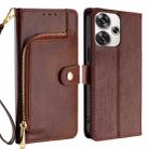 For Xiaomi Redmi Turbo 3 5G Zipper Bag Leather Phone Case(Brown) - 1