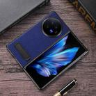For vivo X Fold3 Pro Litchi Texture PU Phone Case with Holder(Blue) - 1