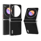 For ZTE nubia Flip ABEEL Three Parts Frosted Transparent Frame Genuine Leather Silky Phone Case(Black) - 1