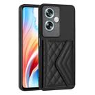 For OPPO A79 5G Global Rhombic Texture Card Bag RFID Phone Case(Black) - 1