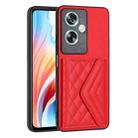 For OPPO A79 5G Global Rhombic Texture Card Bag RFID Phone Case(Red) - 1