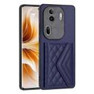 For OPPO Reno11 Pro Global Rhombic Texture Card Bag RFID Phone Case(Dark Purple) - 1