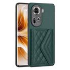 For OPPO Reno11 Global Rhombic Texture Card Bag RFID Phone Case(Green) - 1