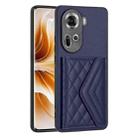 For OPPO Reno11 Global Rhombic Texture Card Bag RFID Phone Case(Dark Purple) - 1