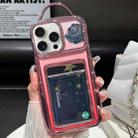 For iPhone 15 Pro Max Electroplated Card Slot Laser Rose Cardboard TPU Phone Case(Pink) - 1