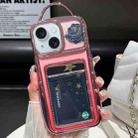 For iPhone 15 Electroplated Card Slot Laser Rose Cardboard TPU Phone Case(Pink) - 1