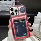 For iPhone 14 Pro Electroplated Card Slot Laser Rose Cardboard TPU Phone Case(Pink) - 1