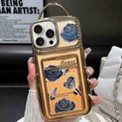 For iPhone 13 Pro Max Electroplated Card Slot Laser Rose Cardboard TPU Phone Case(Gold) - 1