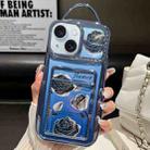 For iPhone 13 Electroplated Card Slot Laser Rose Cardboard TPU Phone Case(Blue) - 1
