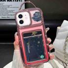 For iPhone 12 Electroplated Card Slot Laser Rose Cardboard TPU Phone Case(Pink) - 1