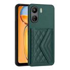 For Xiaomi Redmi 13C 4G / Poco C65 Rhombic Texture Card Bag RFID Phone Case(Green) - 1