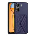 For Xiaomi Redmi 13C 4G / Poco C65 Rhombic Texture Card Bag RFID Phone Case(Dark Purple) - 1