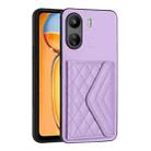 For Xiaomi Redmi 13C 4G / Poco C65 Rhombic Texture Card Bag RFID Phone Case(Light Purple) - 1