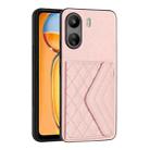 For Xiaomi Redmi 13C 4G / Poco C65 Rhombic Texture Card Bag RFID Phone Case(Rose Gold) - 1