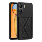 For Xiaomi Redmi 13C 4G / Poco C65 Rhombic Texture Card Bag RFID Phone Case(Black) - 1