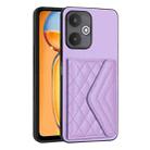 For Xiaomi Redmi 13C 5G / Redmi 13R Rhombic Texture Card Bag RFID Phone Case(Light Purple) - 1